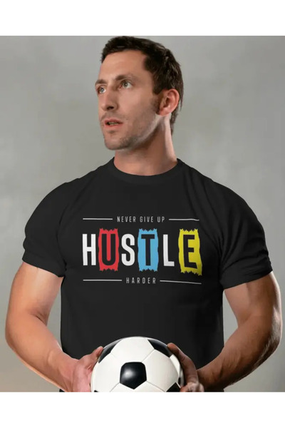 aynewmoda Short Sleeve Round Neck T-Shirt with Printed Letters