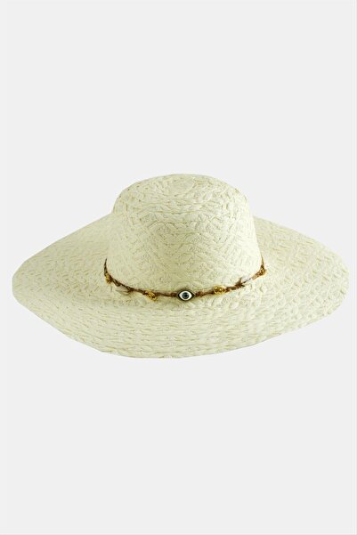 A BİJUTERİ Eye Knitted Chain Straw Hat