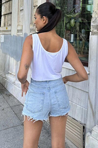 NEW LAVİVA Shiny Silver Sequined Women's Crop Blouse - Silver