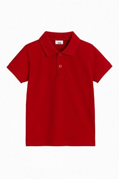Magu Tricou roșu din bumbac pentru băieți cu gât polo - model de vară potrivit pentru școală