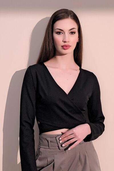NEW LAVİVA Women's Black Long Sleeve New Style Double Breasted, Camisole, Lyc...