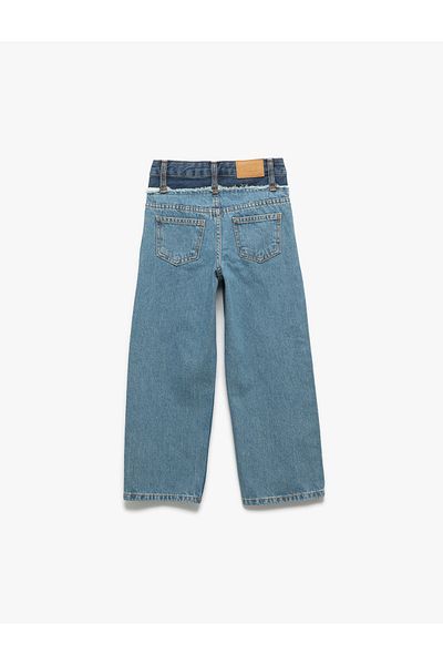 Koton Denim Wide Leg Pants with Cotton Pockets