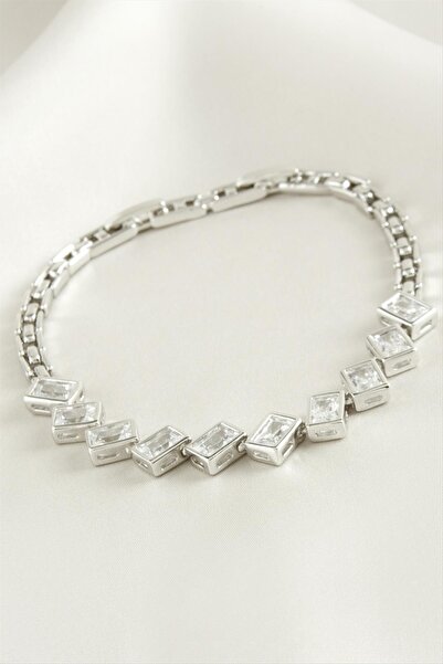 CT STONES Xuping مستطيل الزركون حجر سوار الصلب الفاخر