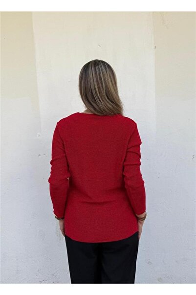 JM Red V-Neck Glitter Sweater