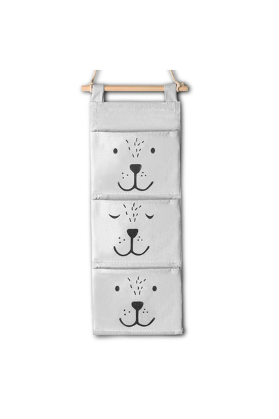 NUKIDO Grey Teddy Bear Hanging Textile Organizer