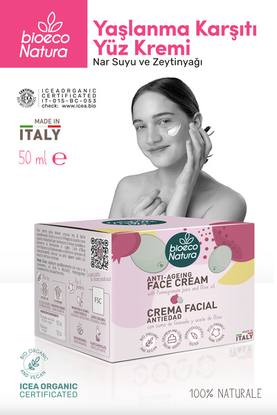 BioEco Natura Anti Ageing Yaşlanma Karşıtı Yüz Kremi Nar Suyuve Zeytinyağı Do...