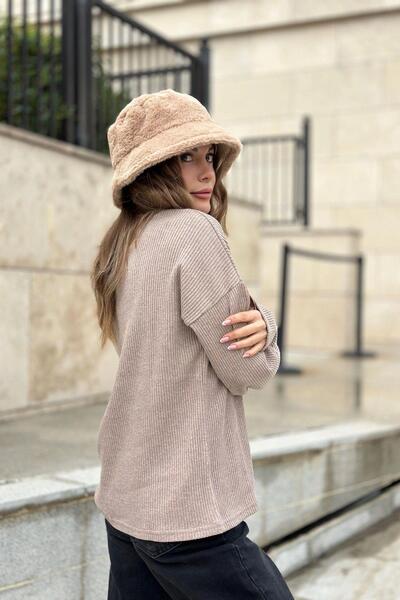 NEW LAVİVA Women's Mink Soft Texture Buttoned Knitwear Sweater, Long Sleeve, Regular Cut, Standard Size