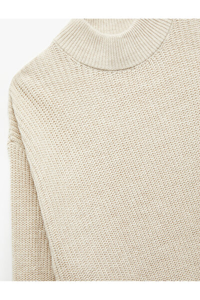Koton Long Sleeve Stand Collar Oversize Knitted Sweater