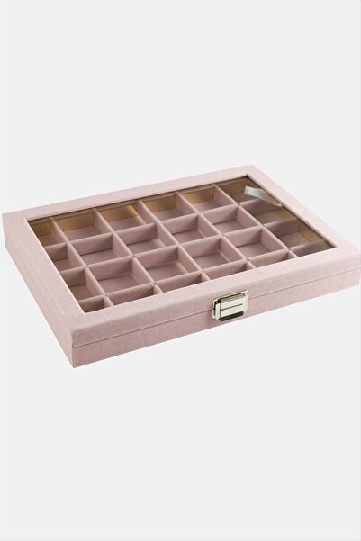 CT STONES 24 Compartment Glass Covered Anfora Fabric Presentation Table 24*34 cm