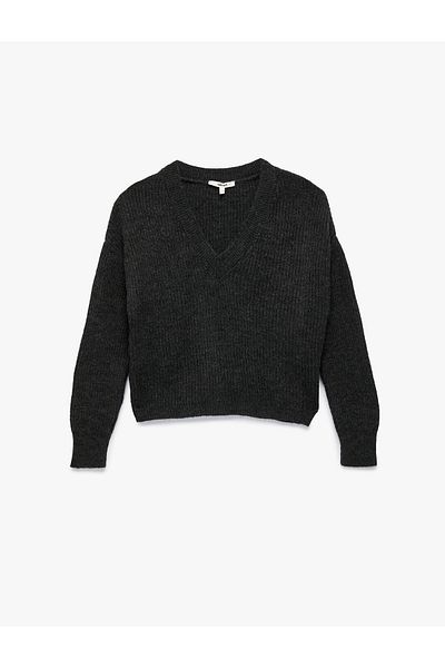 Koton Long Sleeve V Neck Knit Sweater