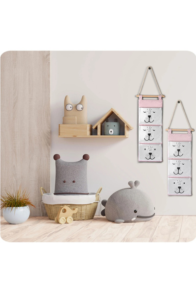 NUKIDO Hanging textile organizer Pink Bear