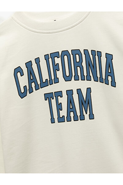 Koton Φούτερ με μακρυμάνικο λαιμόκοψη από βαμβακερό στάμπα