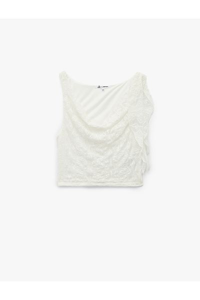 Koton Slim Fit Degaje Collar Ruched Sleeveless Blouse
