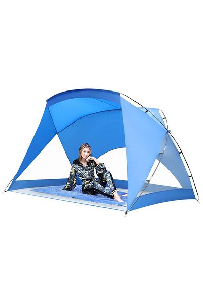 SERSIMO Beach tent for 4 people, with floor, UV protection, 273x195x177 cm, blue