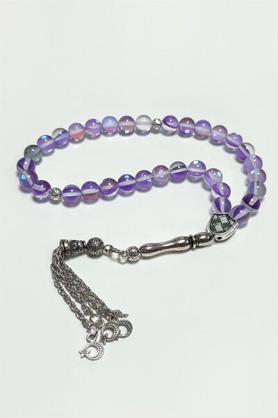 BrocksCo Νέον Χαλαζίας Φυσική Πέτρα Ροζ Χάντρες Προσευχής () 8 χιλιοστά-Μωβ