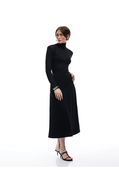 Koton Crepe Scuba Fabric Comfortable Fit Midi Length A-Line Skirt