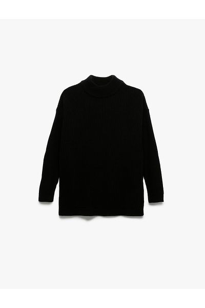 Koton Long Sleeve Stand Collar Oversize Knitted Sweater