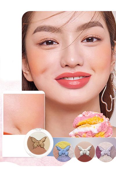 Colorina 4 Pcs Multi-Colored Blush Powder Set, Long Lasting Contour and Highlighter Palette for Cheek & Eye