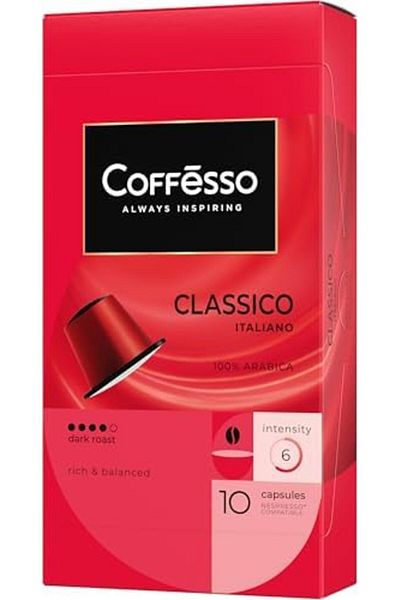Coffesso Classico Italiano Coffee Capsules, 100% Arabica Espresso, 10 Pods, 50g