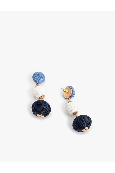Koton Multi-Colored Geometric Straw Earrings with Dangle - X Melis Ağazat