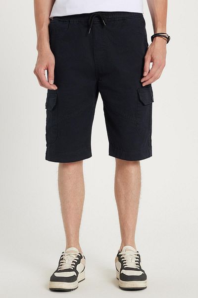 Tudors Ανδρικό σορτς Relax Fit Άνετο 100% βαμβακερό Cargo Pocket Navy Blue Capri