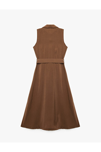 Koton Rochie cămașă lungă fără mâneci cu centură din țesătură modală