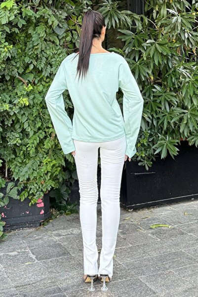 NEW LAVİVA Mint Fold Sleeve Cotton Blouse