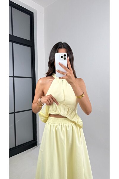 My Blog Sárga arany csatos, kötőfék nyakú blúz szoknya szett - 251031