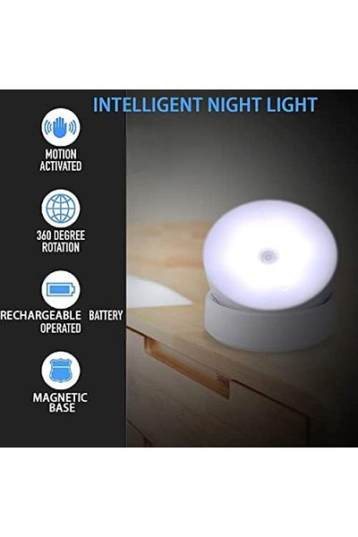 Generic USB Rechargeable Motion Sensor Cabinet Light - Magnetic Base, Detachable From Base - Auto Turn-off