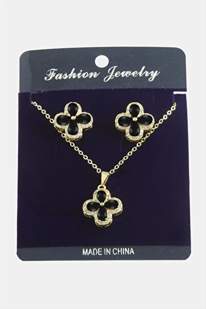 ZERO LAND قلادة من مجموعة SEPETIM مرصعة بأحجار الزركون على شكل زهرة - أخضر