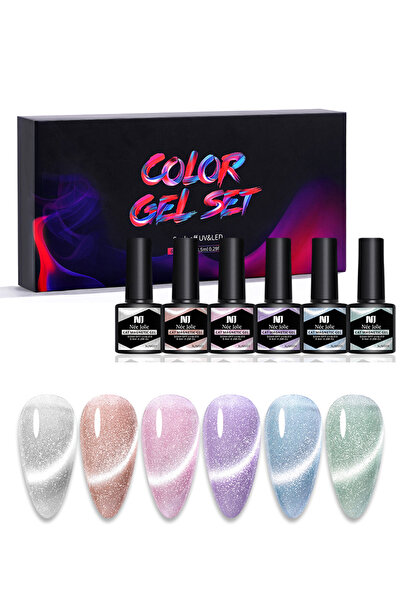 nee jolıe مجموعة طلاء أظافر جل مغناطيسية على شكل قطة من 6 ألوان، قابلة للغسل ...