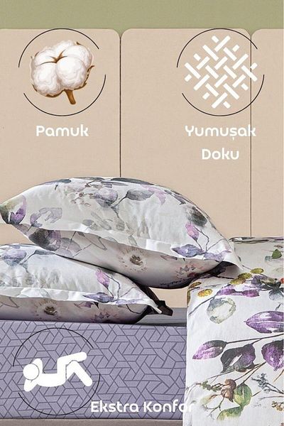 Karna Home مجموعة أغطية وسائد LaVella مكونة من قطعتين - باب زهري يفتح أثناء النوم 50X70/