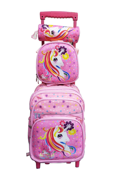 ZippyPack مجموعة حقيبة ظهر مدرسية بعجلات للأطفال مطبوعة برسومات كرتونية، 3 قط...