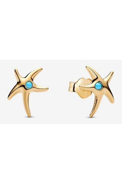 Pandora Cercel tip Stea de mare cu efect circular Cristal Turcoaz