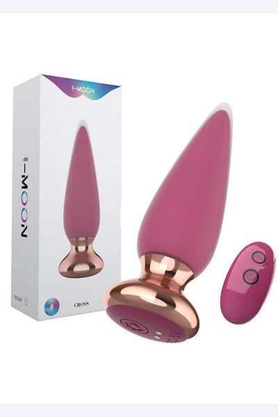 WildFashion Stimulator cu telecomandă I-MOON CROSS, funcții multiple, fuchsia/auriu – TOY403-55