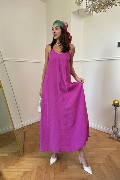 SAVAGEDOTH Women's Aerobin Fabric Adjustable Strap Long Purple Dress