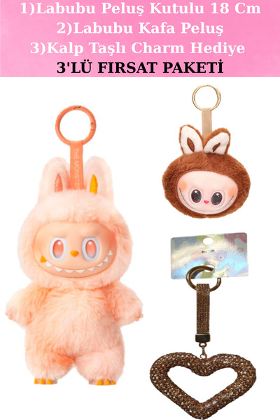 Yuka Kids Labubu Peluş Kutulu Labubu+ Kafa Labubu + Charm Hediyeli