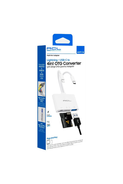ACL ACPT-15 Type-c Lightning 4in1 Dönüştürücü Kablo Çoklu Port Adoptörü
