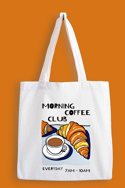 designedfy Morning Coffee Club Printed Cloth Bag, Tote Bag