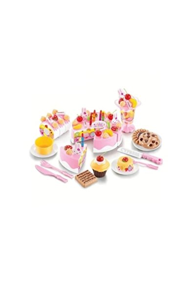 Creative World Toys Set complet de joacă, Tort feliat și produse de patiserie, 75 de piese, roz