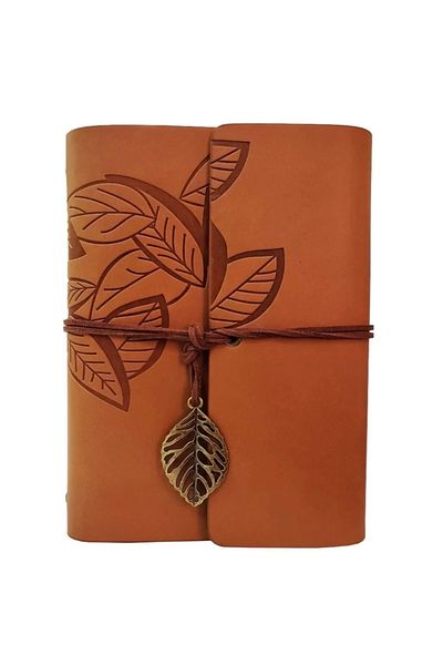 PRATİKOBA Leather Leaf Patterned Notebook