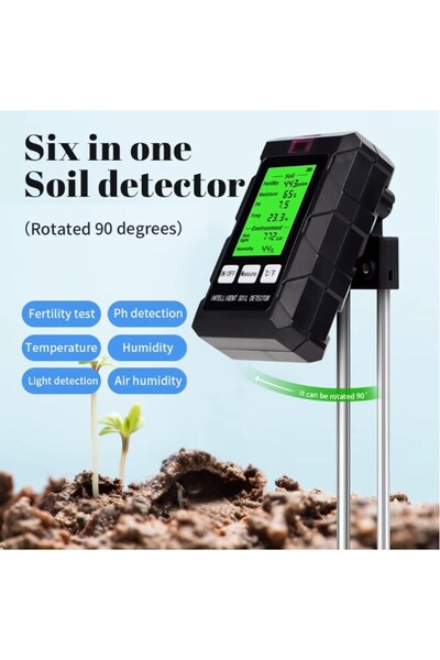 TEKNO İSTANBUL 6 in 1 Toprak pH Metre Nem Verimlilik Işık Şiddeti Ölçer 6 Par...