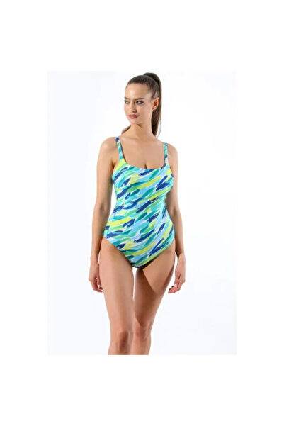 Piera Costum de baie dintr-o singură piesă D1296 verde cu imprimeu C-000L