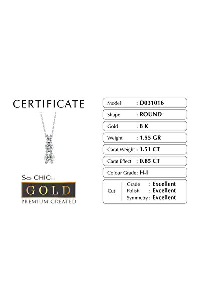 So CHIC... Beyaz Altın Sertifikalı Premium Created Taşlı Tria Kolye