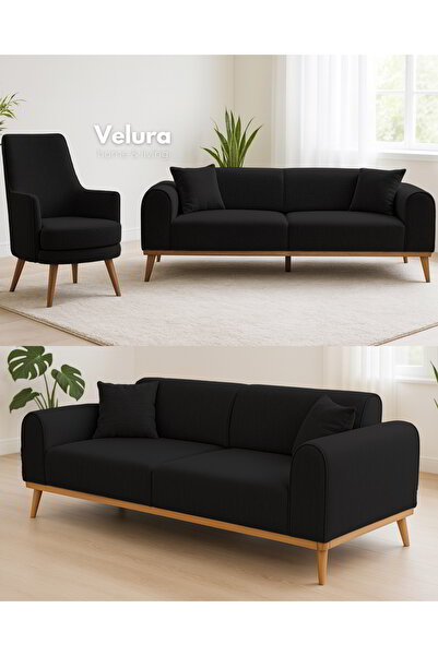 Velura Home & Living Valo Oturma Grubu & Koltuk Takımı (3+1) - Siyah