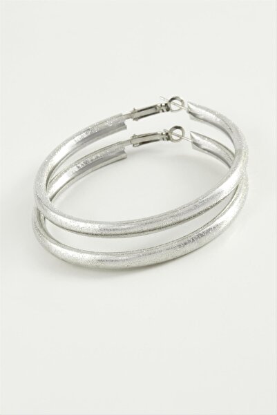 ZERO LAND Hn-Shop Silvery Tube Hoop Earrings 4.5 Cm-Silver Color