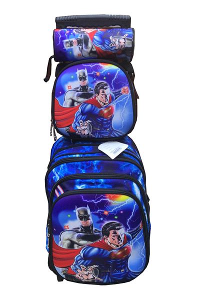 ZippyPack Cartoon Printed Kids School Trolley Backpack Set, 3 Pieces, 16.5 Inch Rolling Bag Lunch Box Pencil C