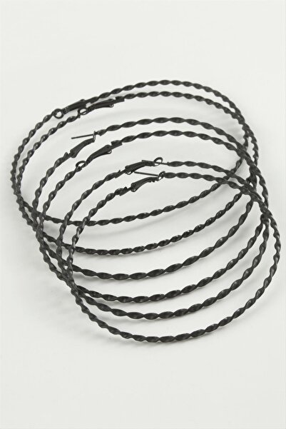 ZERO LAND أقراط دائرية معدنية ملتوية من إس بي تي آر إن إس (122642) 6 قطع - أسود