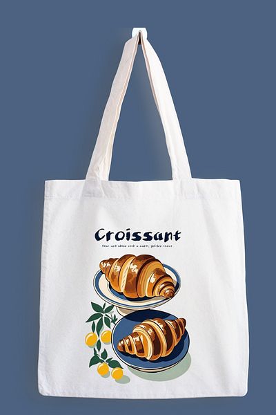 designedfy Croissant Golden Printed Cloth Bag, Tote Bag