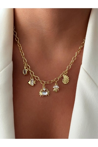 ALİA Charmlı kolye zincir kadın zirkon taş